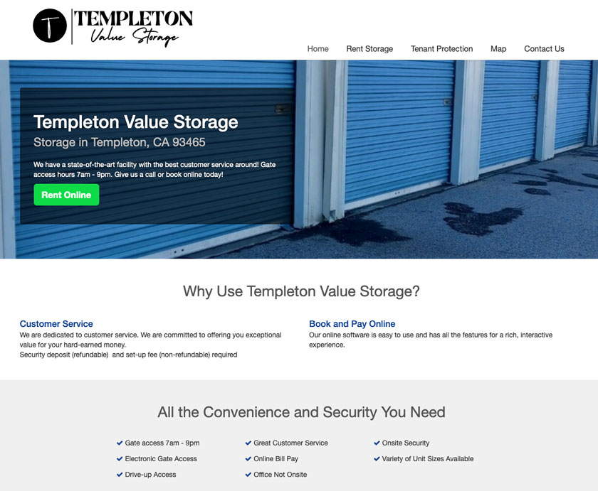 Atascadero Strorage - Atascadero RV Storage - Templeton Value Storage - Templeton RV Storage